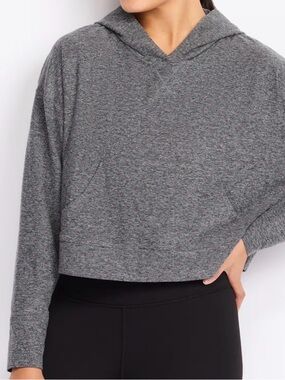 Fabletics Heather Gray Cropped Hooded Pullover